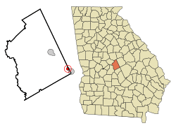 Location in Twiggs County and the state of Georgia
