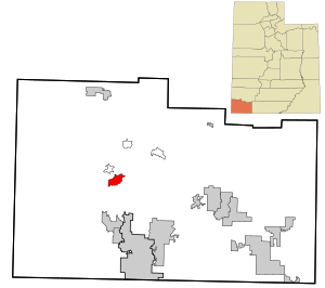 Location in Washington County and the state of Utah