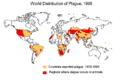 World distribution of plague 1998