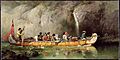 “Canoe Manned by Voyageurs Passing a Waterfall” by Frances Anne Hopkins « Voyageurs en canot passant devant une cascade » par Frances Anne Hopkins (41994620880)