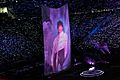 A projection of Prince shows up as Justin Timberlake plays piano at the Super Bowl Half Time Show, Minneapolis MN (39206277715)