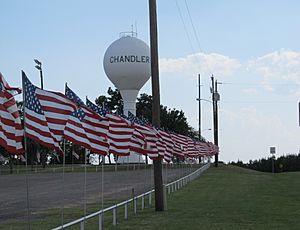 American flags at park in Chandler