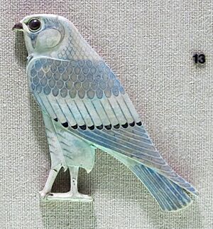Applique in faience per tempietti in legno, periodo tolemaico, falco 05