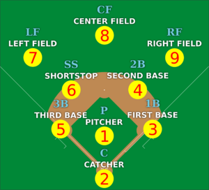Baseball positions numbered en
