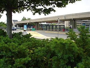 Busway at North Quincy station, June 2008