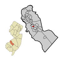 Laurel Springs highlighted in Camden County. Inset: Location of Camden County in the State of New Jersey.