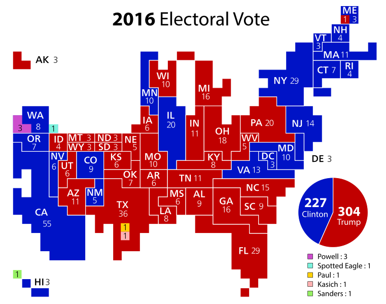 Cartogram—2016 Electoral Vote
