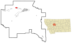 Location of Vaughn, Montana