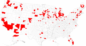 Christian Reformed Churches in the USA by county, 2008