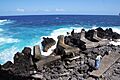 Concrete reinforcements at Laupahoehoe, Big Island, Hawaii