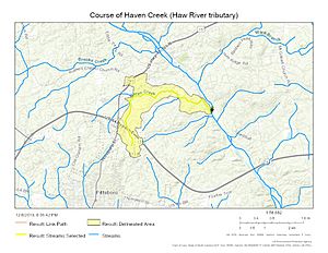 Course of Haven Creek (Haw River tributary)