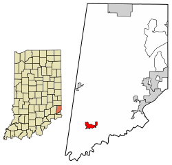 Location of Dillsboro in Dearborn County, Indiana.