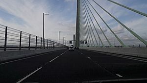 Driving north on Mersey Gateway