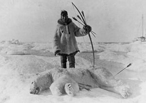 Eskimo hunter and polar bear slain with bow and arrow LCCN2005691848 (cropped)
