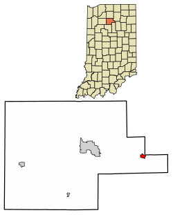Location of Akron in Fulton County, Indiana.