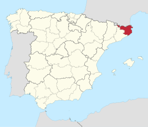 Map of Spain with Province of Girona highlighted