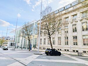 Goldsmiths Extension and Main Entrance from across Exhibition Road