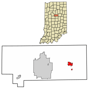 Location of Greentown in Howard County, Indiana.