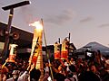 Ignition torches in the main street of Yoshida Fire Festival