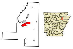 Location of Newport in Jackson County, Arkansas.