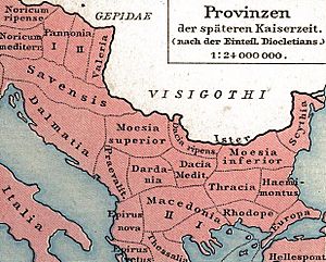 Late roman province Thracia Outcut from Roman provinces of Illyricum, Macedonia, Dacia, Moesia, Pannonia and Thracia