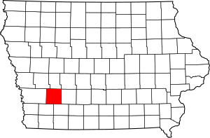 Map of Iowa highlighting Cass County