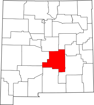 Map of New Mexico highlighting Lincoln County