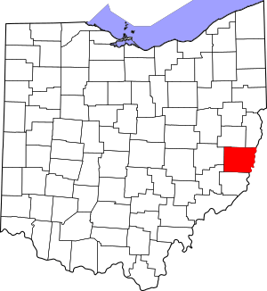 Map of Ohio highlighting Belmont County