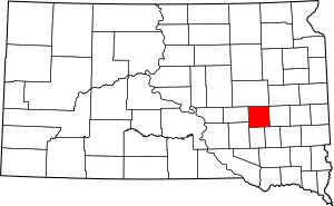 Map of South Dakota highlighting Sanborn County