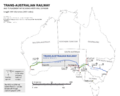 Map of Trans-Australian Railway within Sydney-Perth rail corridor