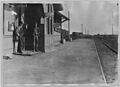 Men on railroad station platform. Hastings, Oklahoma - NARA - 283744