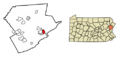 Monroe County Pennsylvania Incorporated and Unincorporated areas East Stroudsburg Highlighted
