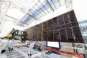 One of two solar arrays on NASA’s Psyche spacecraft