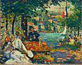 Robert Antoine Pinchon, Un après-midi à l'Ile aux Cerises, Rouen, oil on canvas, 50 x 61.2 cm
