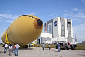 STS-135 External Tank ET-138 in front of the VAB