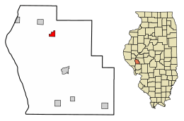 Location of Exeter in Scott County, Illinois.