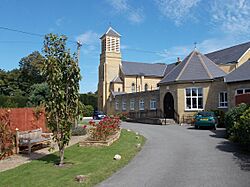 Photograph of a beige abbey