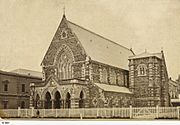 Stow Memorial Church (now Pilgrim Church), Flinders Street, Adelaide, about 1870, SLSA B 1941