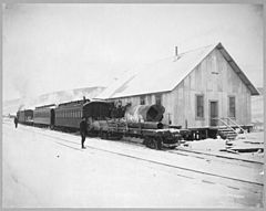 Train of the Tanana Valley Railroad at the station in Chatanika, Alaska, 1916