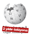 Turkish-language wikipedia logo on white with red bar