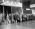 Unemployed men queued outside a depression soup kitchen opened in Chicago by Al Capone, 02-1931 - NARA - 541927