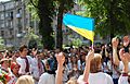 Waving the Ukrainian flag