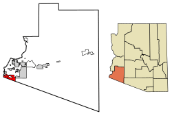 Location of San Luis in Yuma County, Arizona.