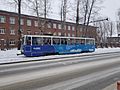 Трамвай № 4 в Иркутске на Напольной улице (январь 2018)