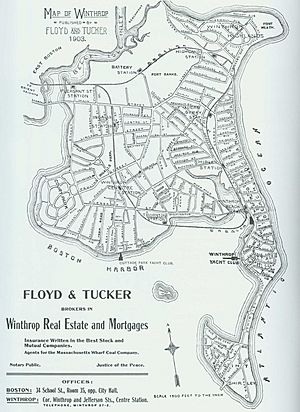 1903 Boston Revere Beach and Lynn Railroad Winthrop Loop map
