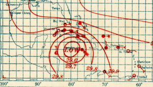 1915 Galveston hurricane partial weather map Aug 13 1915 8 AM CT