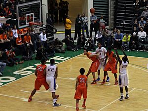 20130126 Boxing out on a Kendrick Nunn free throw at Simeon-Whitney Young game