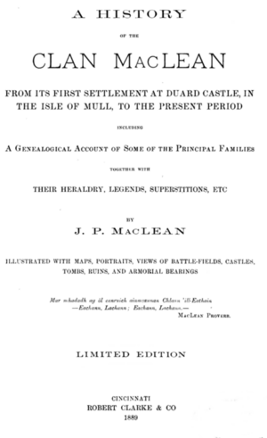 A history of the clan MacLean from its first settlement at Duard Castle (1889) title page.png