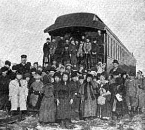 After childrens service aboard railroad chapel car Emmanuel