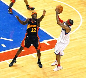 Anthony Morrow contesting Allen Iverson shot